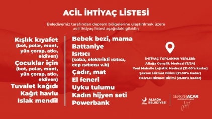 Aliağa Belediyesi’nden Deprem Bölgesi İçin Yardım Kampanyası Galeri