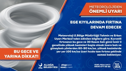 ege kiyilarinda firtina devam edecek aliaga belediyesi